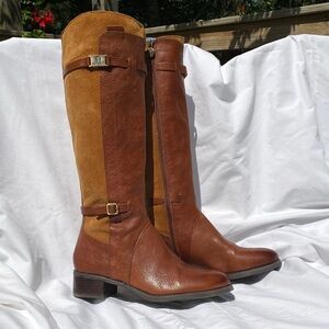 Etienne Aigner Brown/Tan Leather Knee-High Boots Women’s 7.5M New with Box